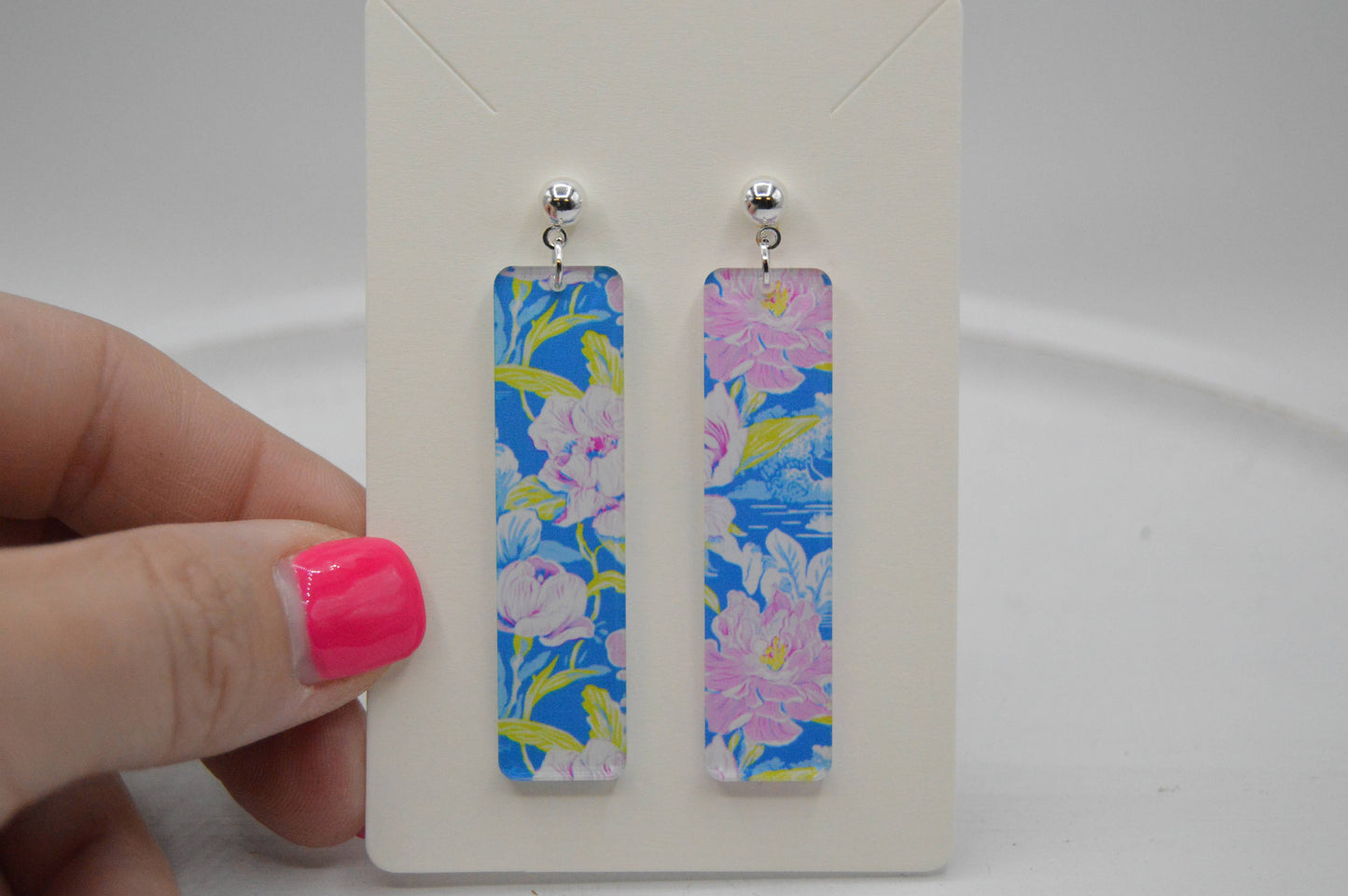 Preppy Foral Acrylic Earrings