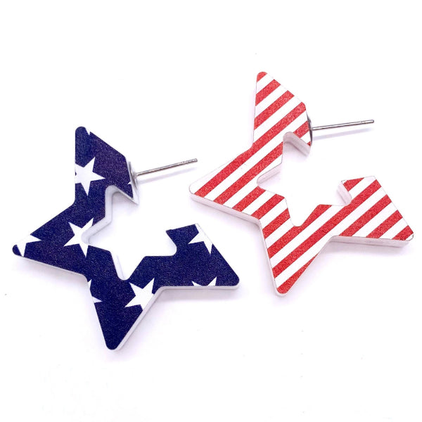 Freedom Flip Flop Star Hoops