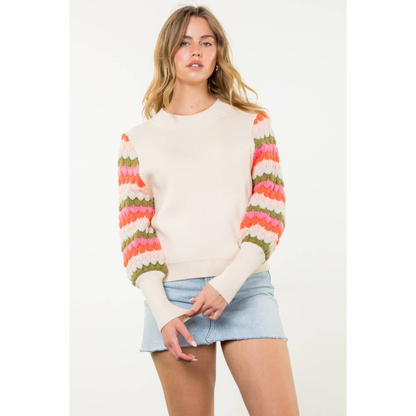 Knitted Bishop Sleeve Sweater