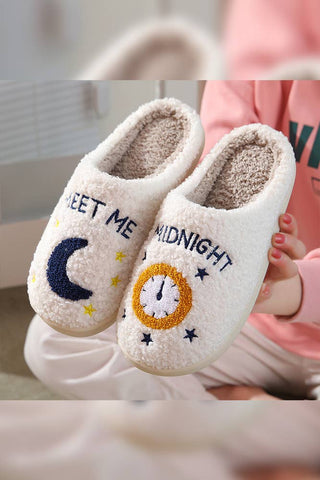 Meet Me At Midnight Cozy Fluffy Slippers