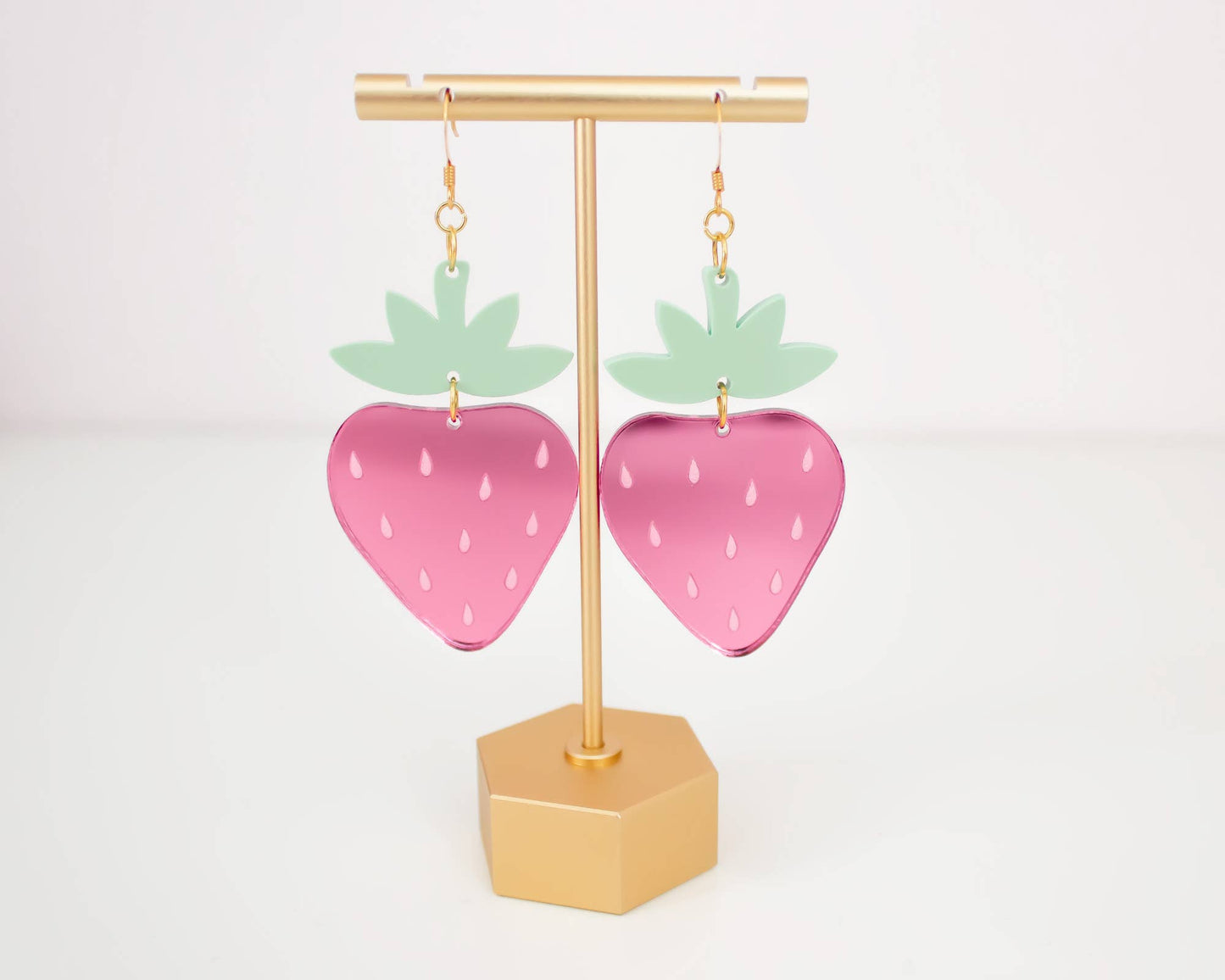 Pink Strawberry Acrylic Earrings