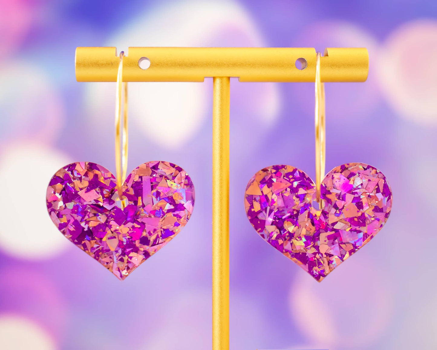 Glitter Heart Hoop Earrings