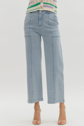 Wide Leg Jeans with Braided Detail