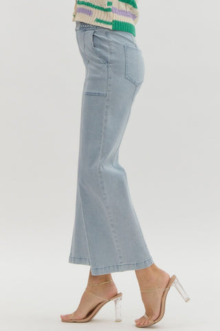 Wide Leg Jeans with Braided Detail