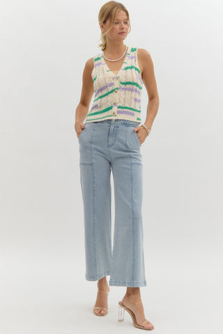 Wide Leg Jeans with Braided Detail