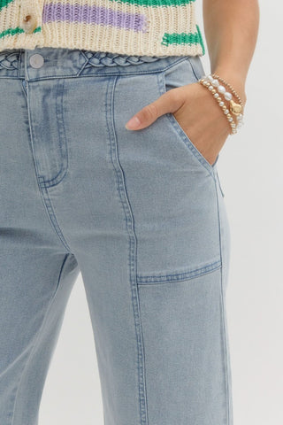 Wide Leg Jeans with Braided Detail