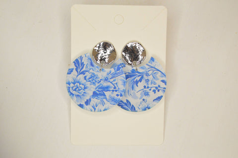 Blue + White Chinoiserie Acrylic Earrings