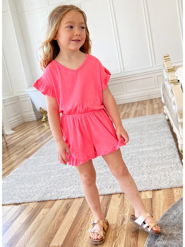 Girls Ruffled Hem Romper