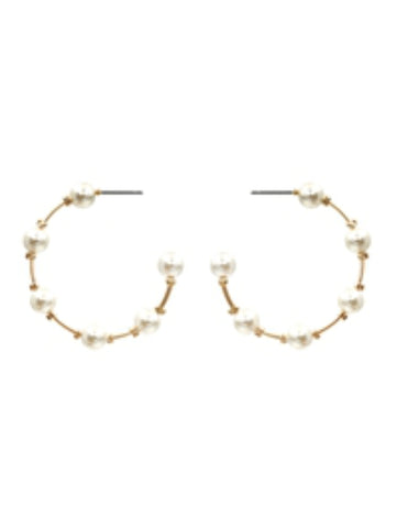 Gold Hoop with Pearl Earrings