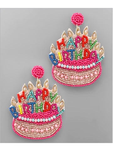 HAPPY BIRTHDAY Seed Bead Earrings