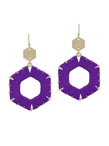 Clemson Hexagon Threaded Earring