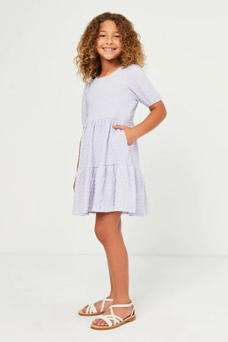 Girls Textured Roundneck Dress