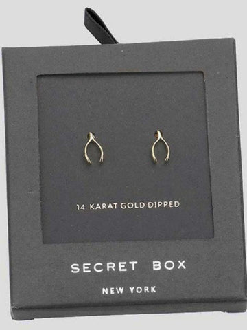 Secret Box Wishbone Stud Earring