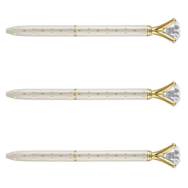 Gem Pen - Ivory Gold Polka Dots